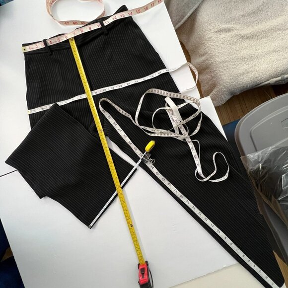 MaxMara Black Brown Pinstripes High Rise Straight Leg Trouser Dress Pant Sz 6 - Picture 14 of 14